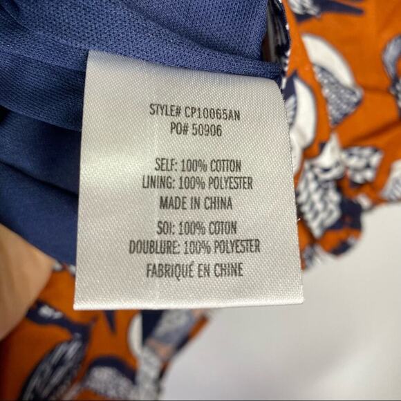 NEW Eva Franco Bird Print Blouse Puff Sleeves Knot front Sweetheart Neck Size 12 - Picture 13 of 16